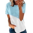 thumbnail image 3 of FASHIONWT Women Color Contrast Round Neck Short Sleeve Sporty Cotton T-Shirts, 3 of 5
