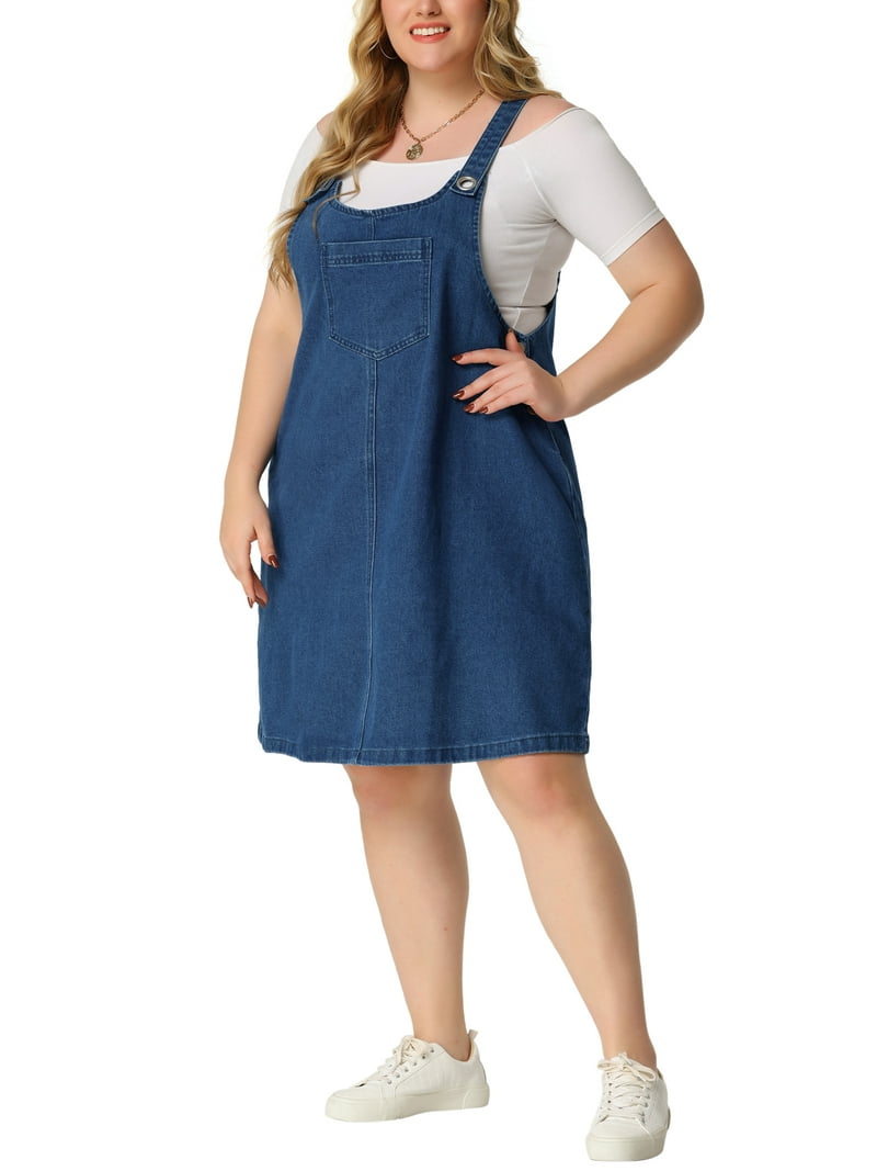 GRACE GRANDEUR Women's Plus Size Sleeveless Overall Skirt with - Technical View