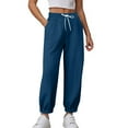 thumbnail image 4 of YHAJDS Women Winter Casual Pants,Plus Size Sweatpants,Casual Pants For Women Solid Color Drawstring Elastic Waist Sweatpants With Side Pockets And Ribbed Cuff, 4 of 5