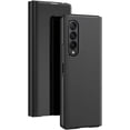 thumbnail image 3 of Fit for Samsung Galaxy Z Fold 3 5G Mirror Case for Girls Women, Ultra Thin Luxury Clear View Cover Leather Flip Phone Case for SSamsung Galaxy Z Fold 3 QH Black, 3 of 7