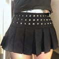 thumbnail image 2 of Women Gothic Punk Studded Mini Pleated Skirts Low Waist Short Skirts Harajuku Goth Skirt, 2 of 7