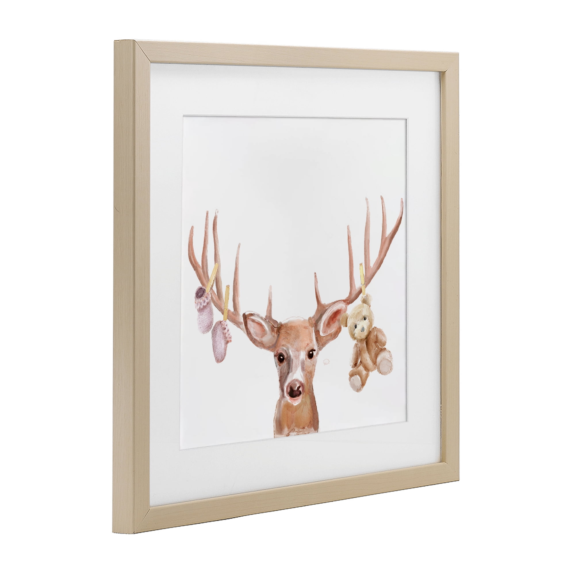 Stupell Industries Baby Girl Deer Antlers Birch Framed Print Under Glass, design by Ali Lynne