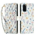 thumbnail image 2 of Wallet Case for Samsung Galaxy S20 , PU Leather Phone Cover Kickstand RFID Blocking Flip Case Card Slots Wrist Strap Relief Engraved Pattern Magnetic With Stylus Pen, Blue Purple Flower, 2 of 10