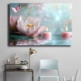 thumbnail image 4 of Mudket Zen Pink Lotus Flower with Candles and Butterfly Canvas Wall Art, Floral Wall Decor, Framed Ready to Hang Artwork for Living Room Bedroom Bathroom Spa - 12"L x 8"W, 4 of 10