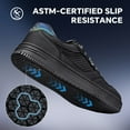 thumbnail image 3 of SPIEZ Slip Resistant Work Shoes for Men Women, Waterpfoof Oil Resistant Non-Slip Sneakers for Chef, Food Service, Restaurant, and Nursing - Black Size 12.5 Women/11 Men, 3 of 7