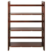 3-Shelf Folding Stackable Bookcase 27.5 Wide-Walnut