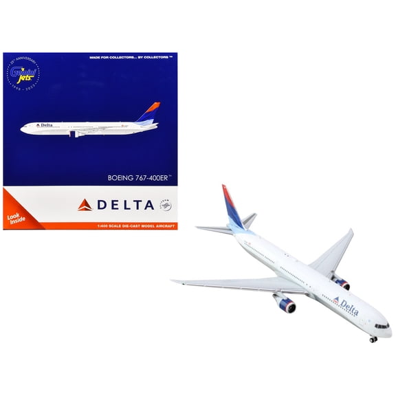 Boeing 767-400ER Commercial Aircraft "Delta Air Lines" (N829MH) White with Red and Blue Tail 1/400 Diecast Model Airplane by GeminiJets