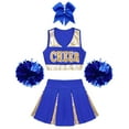 thumbnail image 3 of Miaeowve Uniforme de Cheerleading pour Filles, Tenue de Fête Musicale avec Pompons, Bleu 16, 3 of 4