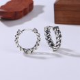 thumbnail image 5 of Par de pendientes de aro con bisagras Huggie de cadena tribal vintage de acero inoxidable unisex para hombres y mujeres JM, 5 of 5
