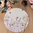 thumbnail image 3 of Spring Flowers Round 13 Inch Placemats Set of 4, Farmhouse Botanical Purple Floral Bees HeatResistant Non Slip Place Mats for Dining Table, Wipeable Braided Kitchen Table Mats for Housewarming, 3 of 9