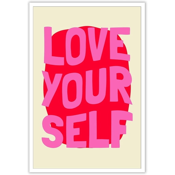 Pink Preppy Wall Decor Love Your Self Aesthetic Poster Trendy Home Stuff Cute Bedroom Canvas Wall Art Prints Abstract Posters For Women Woman Teen Girls Vintage Retro Gifts 12x16in Unframed
