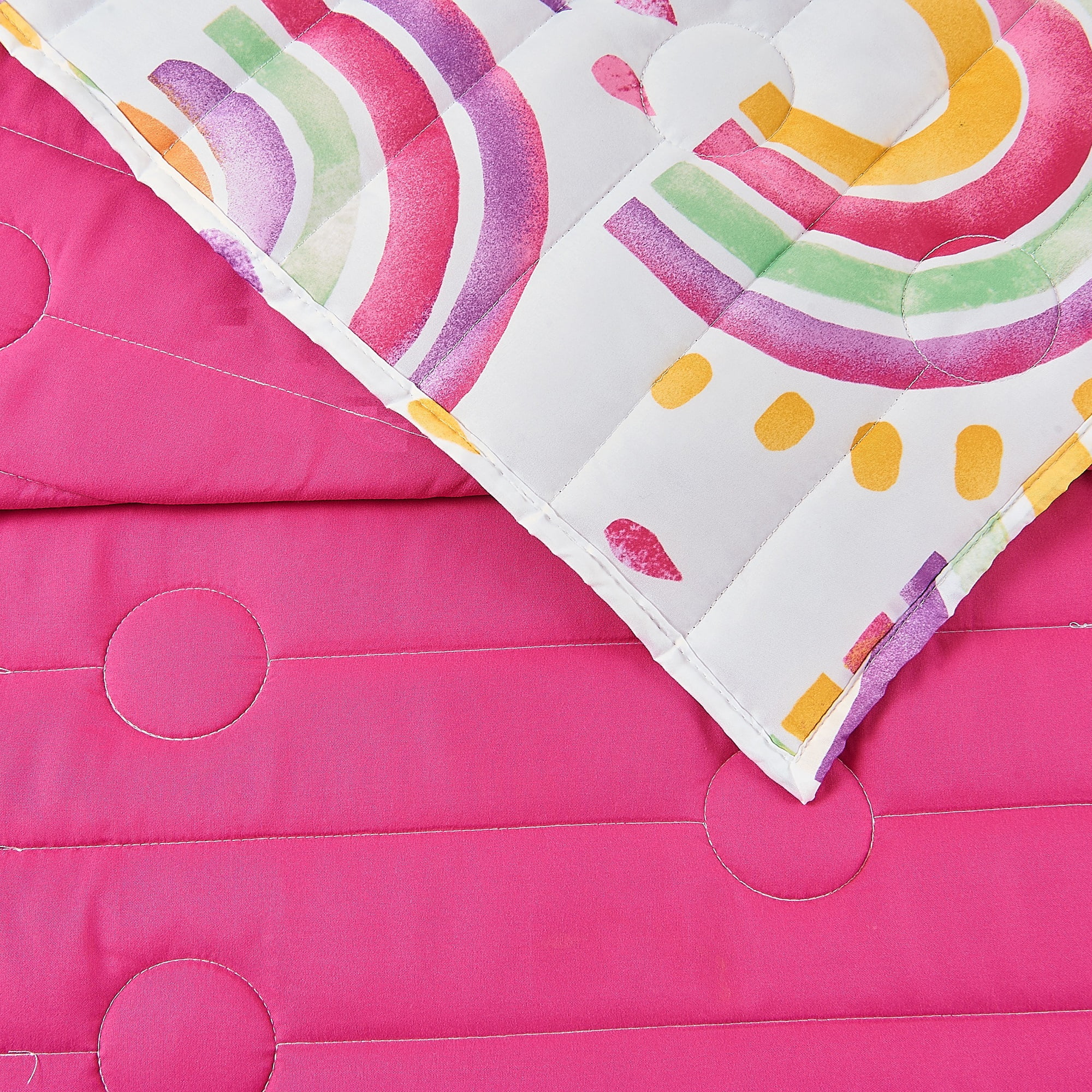 Urban Playground Kids and Teens Rainbows and Suns Pink 2-Piece Quilt Set, Twin