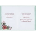 thumbnail image 2 of Designer Greetings Two Die Cut 3D Red Flowers, Sparkling Pink Flowers, Red Sequins and Vertical White Ribbon on Blue Hand Decorated Christmas Card for Wife, 2 of 2