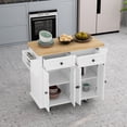 thumbnail image 2 of Kitchen Island Cart, Kitchen Island on Wheels with Solid Wood Desktop, Rolling Kitchen Cart with Storage Drawers and Adjustable Shelves, Utility Cabinet Carts on Lockable Wheel for Kitchen/Dining Room, 2 of 8