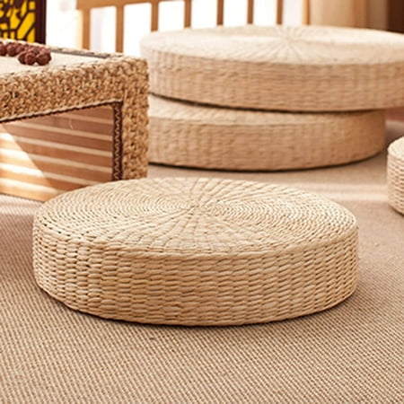

Yirtree Handmade Round Straw Weave Japanese FutonPillow Floor Yoga Zen Chair Seat Mat Cushion Pad (Thickened 40cm x 40cm x 6cm)
