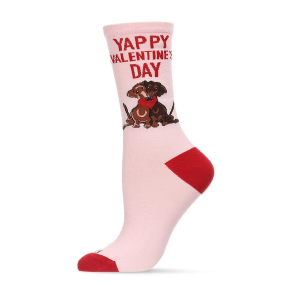 MeMoi Yappy Vday Bamboo Blend Crew Sock - Womens - Female, 9-11, Light Pink