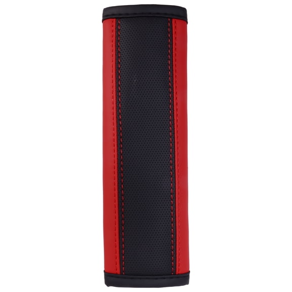 Auto Drive Universal Fit Black Red Two-Tone Faux Leather Sporty Car Seat Belt Shoulder Pads,Fit for Cars Trucks and SUVs,1 pack