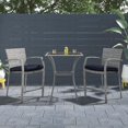 thumbnail image 2 of COSCO Outdoor Living 3 Piece High Top Bistro Lakewood Ranch Steel Woven Wicker Patio Balcony Furniture Set with Cushions, Navy, 2 of 16