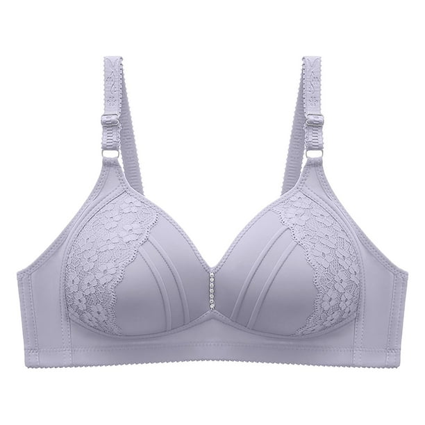 Aayomet Bralettes for Women With Support Cup Embroidery Without Steel Ring  Bra Thin Cup Adjustable Bra (Gray, 90)