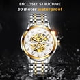thumbnail image 6 of OLEVS Skeleton Watches for Mens Automatic Mechanical self Winding Diamond Luxury Business Dress Stainless Steel Waterproof Luminous Mens Wrist Watches Reloj Para Hombre Blue/White/Black/Gold Dial, 6 of 12