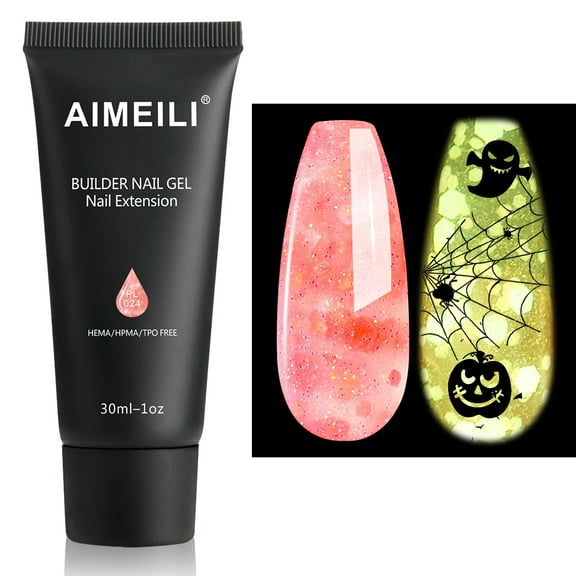AIMEILI Poly Nail Extension Gel  Hema Free Poly Nail Enhancement Halloween Nail Art Design DIY Salon Nail At Home  - 024
