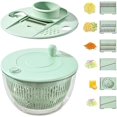 thumbnail image 1 of Salad Spinner & Vegetable Chopper, Large 5.3Qt Lettuce Spinner Dryer with 5 Blades Slicer Shredder, Multifunctional Vegetable Cutter Fruit Washer Bowl for Kitchen Prep (Green), 1 of 1
