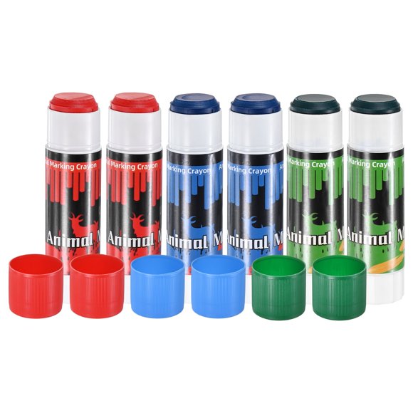Uxcell 6-Pack Livestock Marker, 11.6 cm/4.6 Inches Large Animal Crayons for Pig/Cattle/Cow/Sheep Supplies [Green/Red/Blue]
