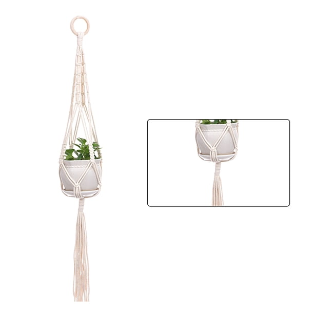 Yuarrent Cestas colgantes 100 hechas a mano, soporte para plantas, macramé, colgador de plantas, maceta para colgar en la pared interior, soporte para Jardín y Patio No.01 Yuarrent HA001777-01