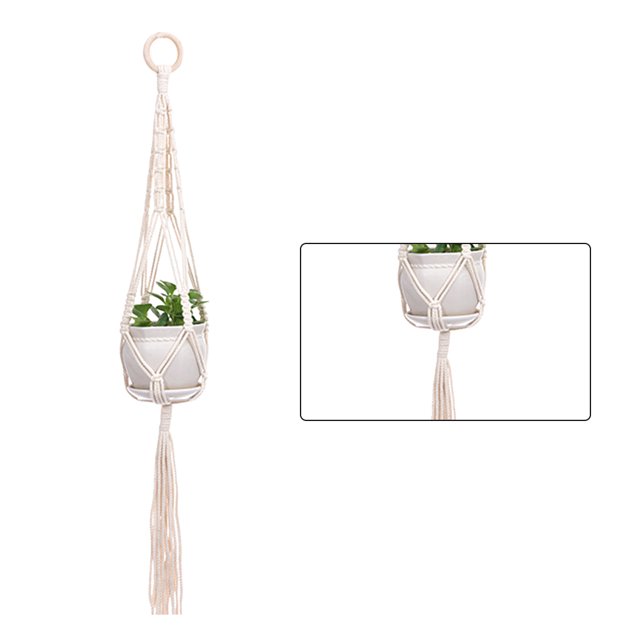 Yuarrent Cestas colgantes 100 hechas a mano, soporte para plantas, macramé, colgador de plantas, maceta para colgar en la pared interior, soporte para Jardín y Patio No.01 Yuarrent HA001777-01
