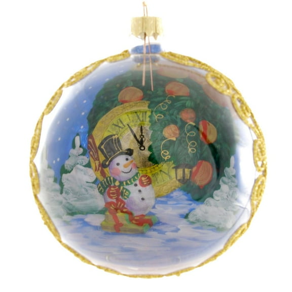 "Christmas Clock" Reverse Hand Painted Christmas Ball.