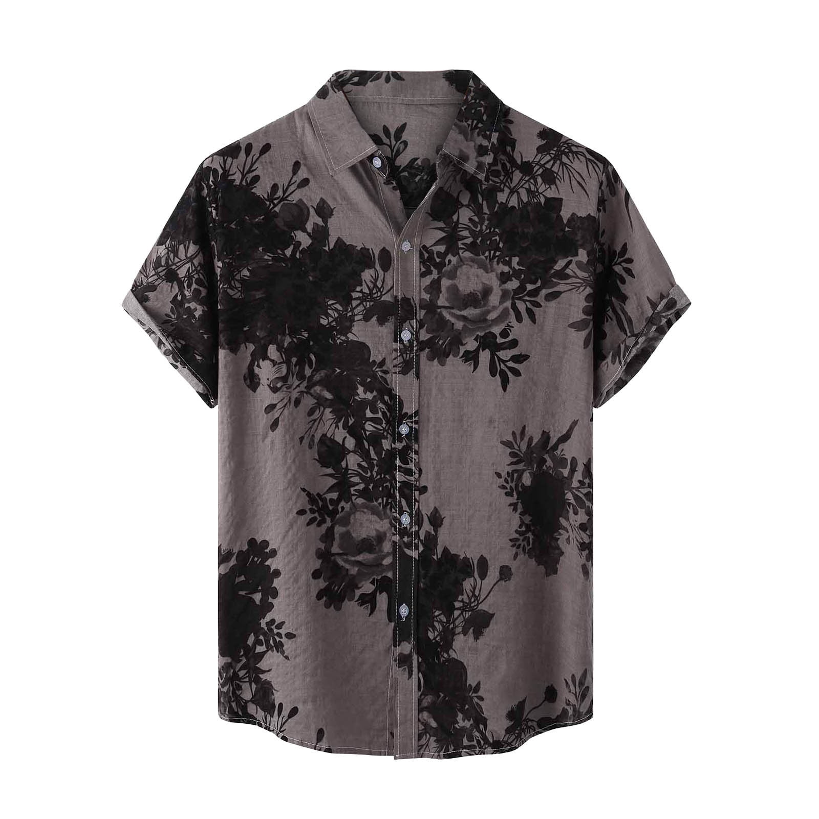 zanvin hawaiian Chemises Hommes Chemise Imprimee a Revers pour Hommes hawaiian Floral Shirt Vetements de Nuit pour Hommes Vente de Liquidation d Ete Noir Walmart
