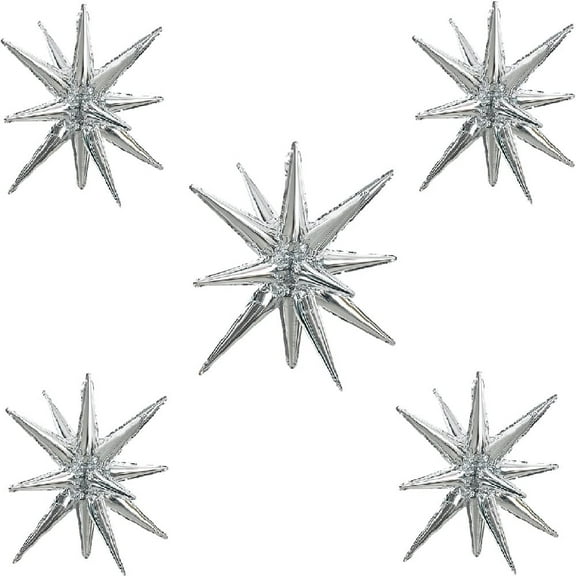 Mygeromon Silver Starburst Spike Foil Balloons Large 4D Cone Balloons for Party/Birthday/Wedding (22inch)