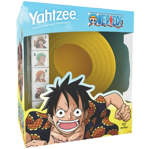 YAHTZEE: One Piece - Classic Family Dice Game, Collectible Edition Straw Hat Head Dice Cup, Officially Licensed, Family & Kids Ages 8 , 1  Players