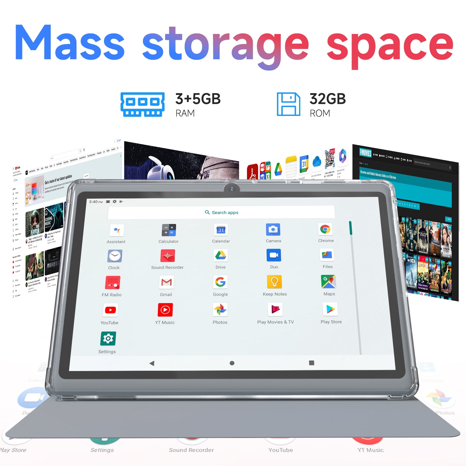 Android 14 Tablet 7 inch Tablets with Case, 8GB RAM 32GB ROM 1TB Expand, Quad-Core Processor Tablet PC, 1024 x 600 IPS Screen, Dual Camera, 3000mAh Battery, Bluetooth, WiFi, GMS, Widevine L1, Gray
