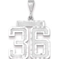 thumbnail image 1 of 14K White Gold 14Kw Large Brushed Diamond-Cut Number 36 Charm Made In United States wln36, 1 of 4