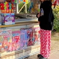 thumbnail image 2 of Pantalones con estampado de Hello Kitty de Sanrio 2022, nuevos pantalones suaves de pierna ancha para primavera y otoño, lindos pantalones casuales de felpa Y2k de cintura alta color rosa para mujer, 2 of 5