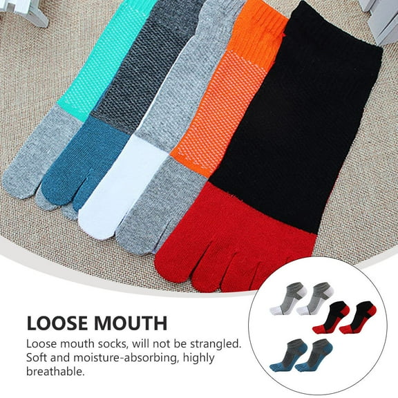 PAMINGONO Men's Breathable Cotton Fivetoe Socks with Elastic Fit and Moisturewicking for Summer 3944 Free Size