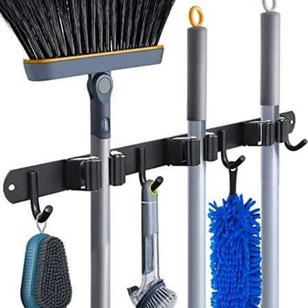 

Wall Hanging Broom Holder Tool Organizer and Storage Rack for Bathroom Laundry Closet Gardening