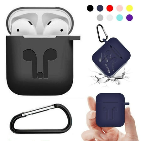 Purple Phone Skin Waterproof Silicone Case Cover Protective Skin for Airpods Charging Case with Carabiner Keychain Belt Clip ()
