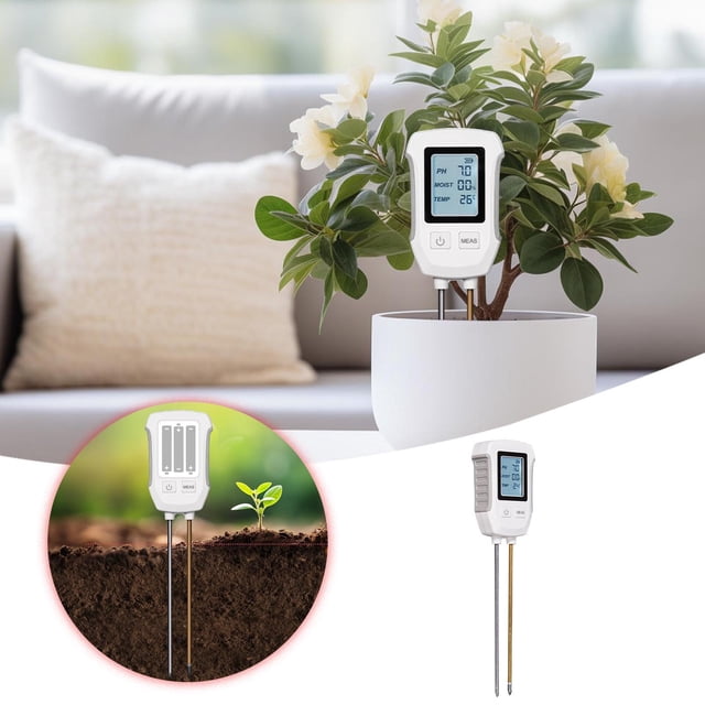 Digital LCD Soil Tester PH//Temperature High Accuracy Soil Meter With Backlight For Garden Farm(White)