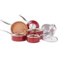 thumbnail image 1 of Red Copper 10 PC Copper-Infused Ceramic Non-Stick Cookware Set, 1 of 6