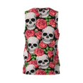 thumbnail image 3 of Gaeub Skull and Roses Men's Mesh Basketball Jersey, Quick-Drying Sleeveless Top S-4XL, Loose Muscle Tank Top -3X-Large, 3 of 9