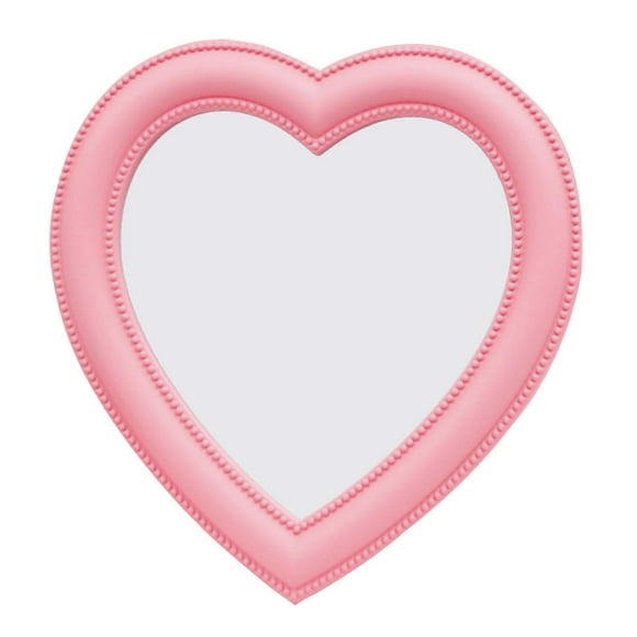 Pink Love Heart Shaped Mirror Desktop Makeup Mirrors Wall Mounted Double Use for Home Bedroom Dormitory Bathroom Decoration Mirrors