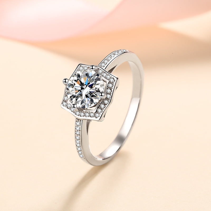 1 to 2 Carat D Color VVS1 Moissanite Diamond Rings for Women, S925