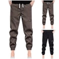 thumbnail image 1 of Men Fashion Casual Solid Thicken Pockets Drawstring Outdoor Cargo Sweatpants, 1 of 6