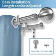 thumbnail image 2 of Urbanest Steel Ball Manhattan 1" 5/8" Double Drapery Curtain Window Rod Set - 28" to 48", Brushed Steel, 2 of 6