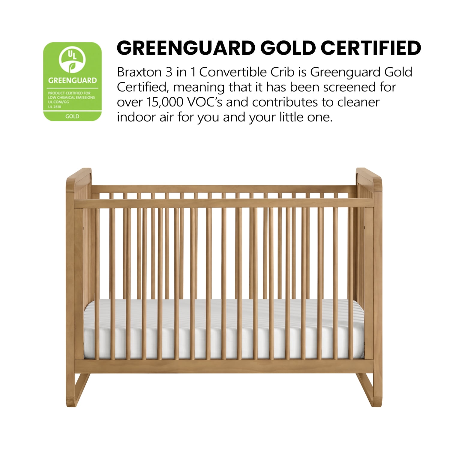 Oxford Baby Braxton Convertible Island Crib Honey Wood