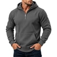 thumbnail image 6 of Casual Hoodies for Men,Half Zip,Long Sleeve Solid Sweatshirt with Kangaroo Pocket for Campus Daily Looks, 6 of 6
