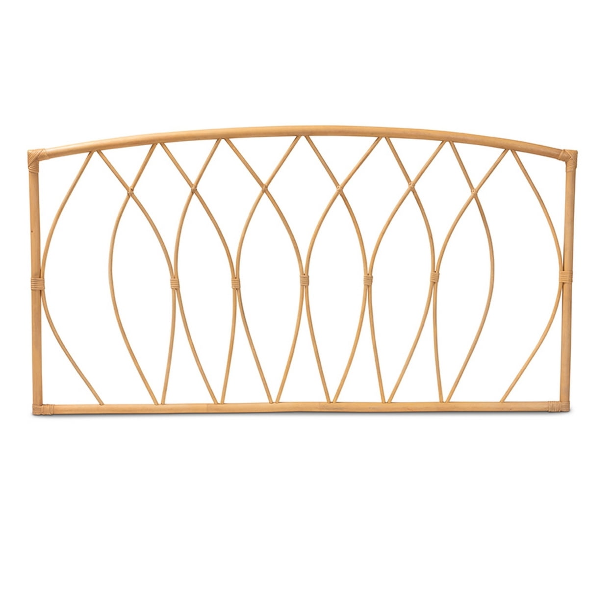 Baxton Studio Halia Modern Bohemian Natural Brown Rattan Queen Size Wall-mount Headboard