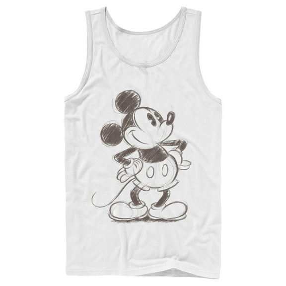 Men's Mickey & Friends Retro Mickey Mouse Sketch Tank Top White 2X Large